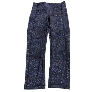 Lululemon Speed Up Crop Leggings Purple Cosmic Speckle Print Size 4
